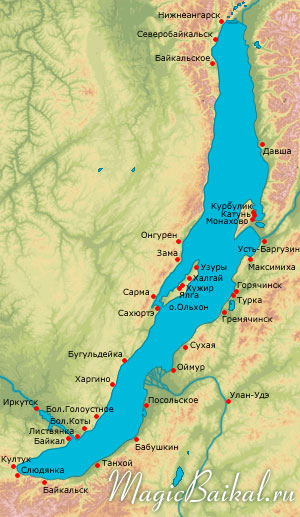 Озеро Байкал. Глубина, где находится на карте России.